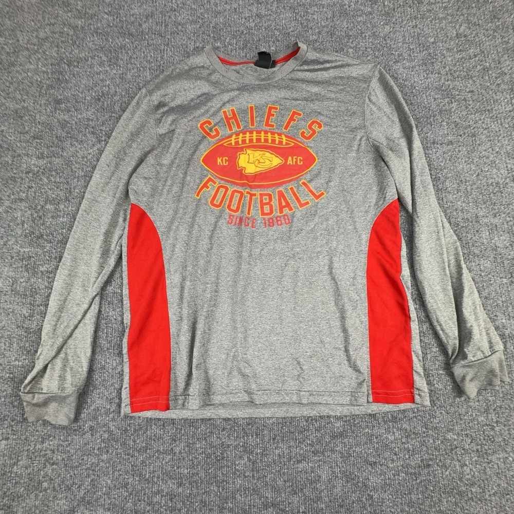 Kansas City Chiefs Shirt Mens Large Gray NFL‎ Football Long Sleeve Team Apparel